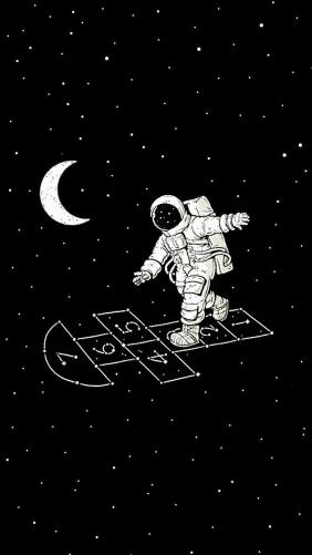 Astronaut Hopscotch in Space - Related Dark Wallpapers wallpaper