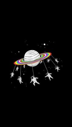 Astronauts on Saturn Ride - Related Ghetto Wallpapers wallpaper