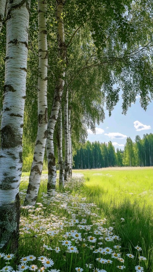 Birch Tree Meadow - Related Dark Wallpapers wallpaper