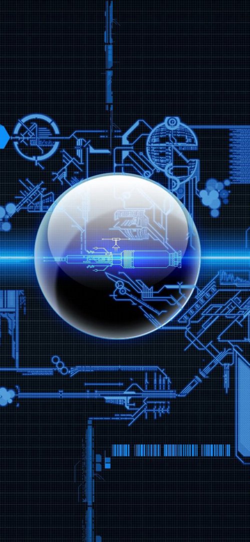 Blue Circuit Board Orb
