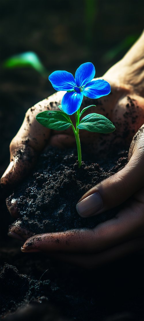 Blue Flower in Hands - Related 4K Wallpapers wallpaper