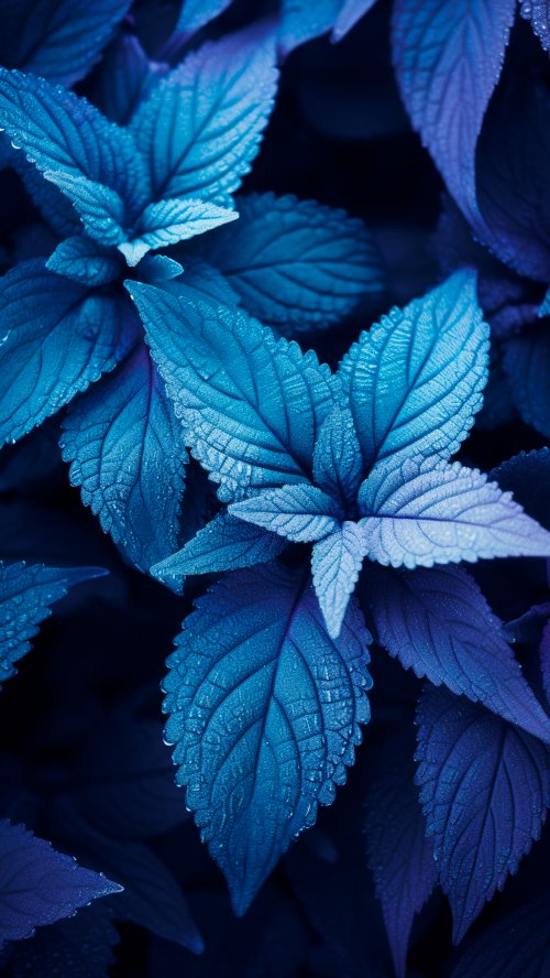 Blue Leafy Plant Close-up