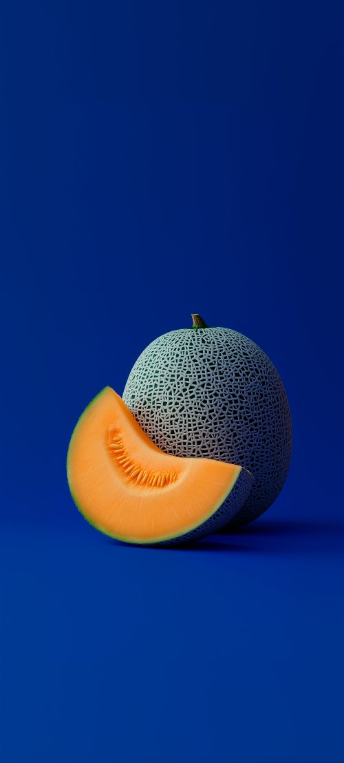 Cantaloupe Slice on Blue - Related 4K Wallpapers wallpaper