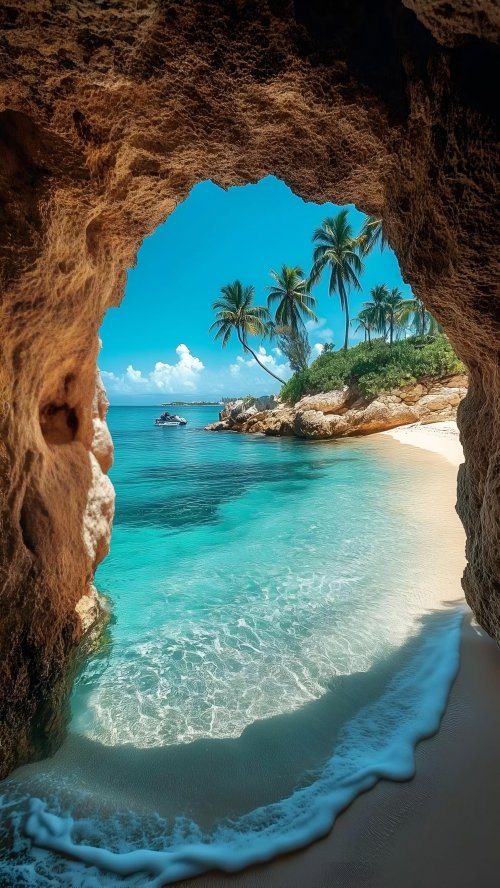 Cave View Tropical Beach - beach Wallpaper