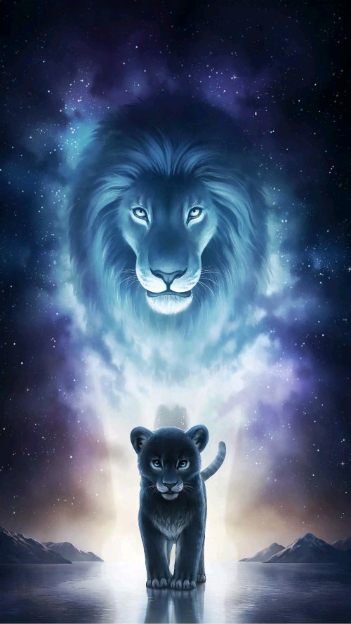 Celestial Lion and Cub - lion Wallpaper
