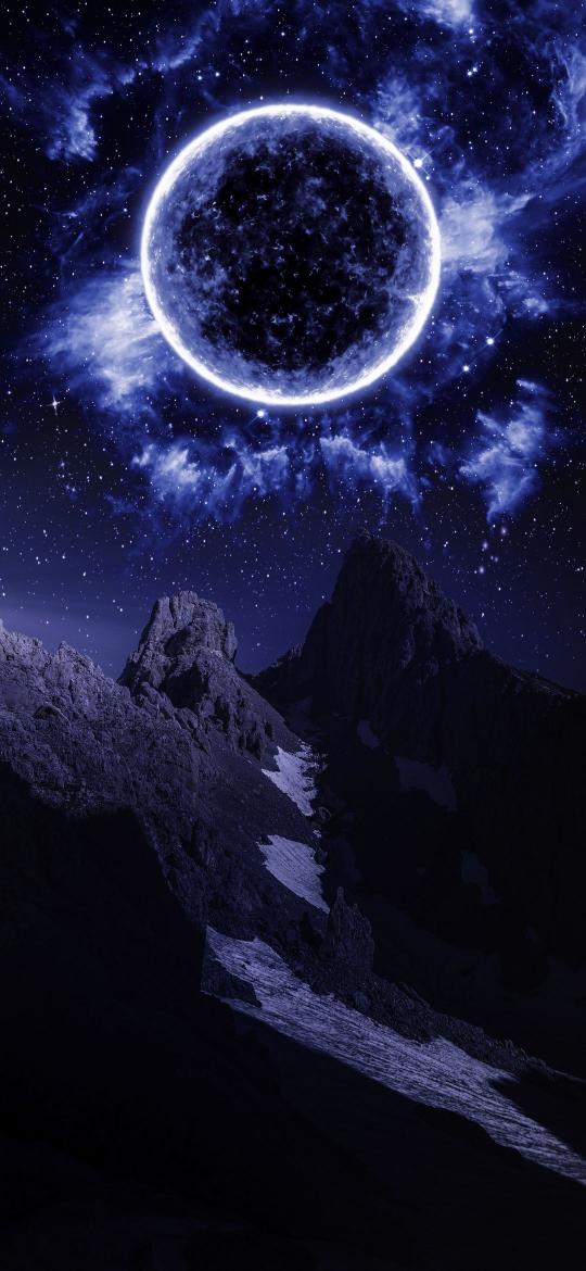 Celestial Mountain Nightscape - Related Dark Wallpapers wallpaper