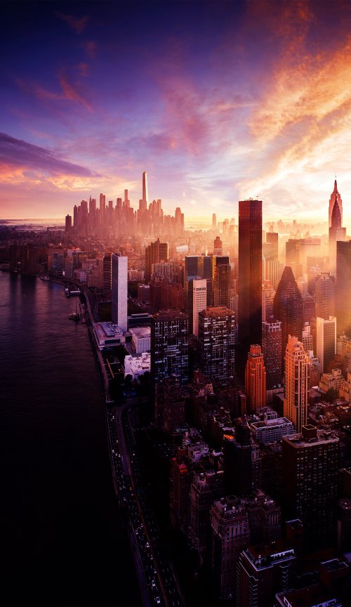 Cityscape at Sunset Glow