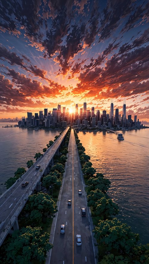 Cityscape Sunset Road Trip - Related 4K Wallpapers wallpaper