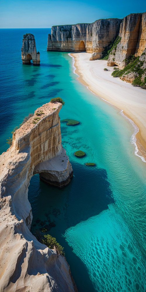 Coastal Cliffs and Turquoise Sea - beach Wallpaper
