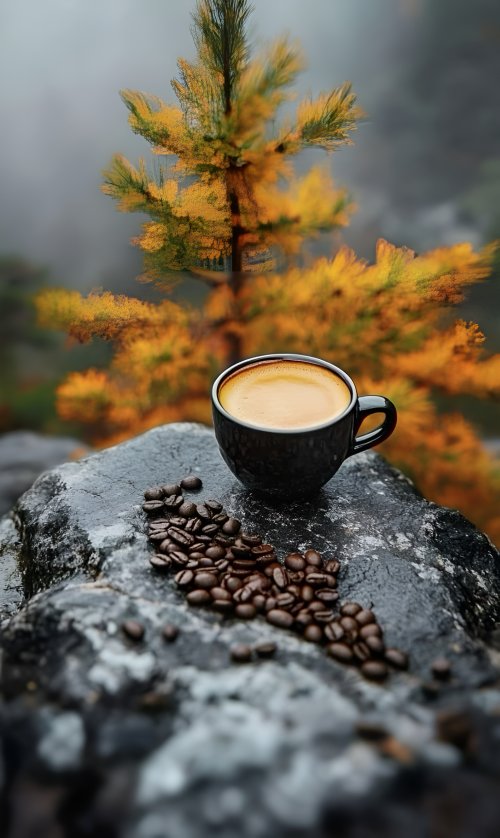 Coffee and Autumn Tree