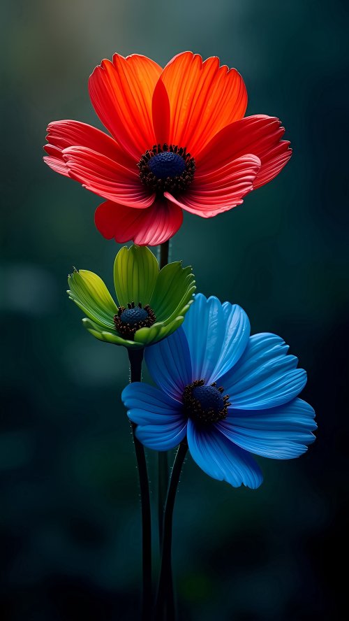 Colorful Flower Trio - Related Anime Wallpapers wallpaper