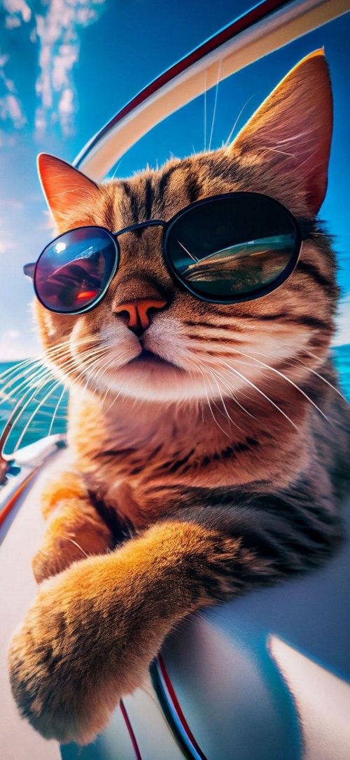 Cool_Cat_on_Sailboat - Related 4K Wallpapers wallpaper
