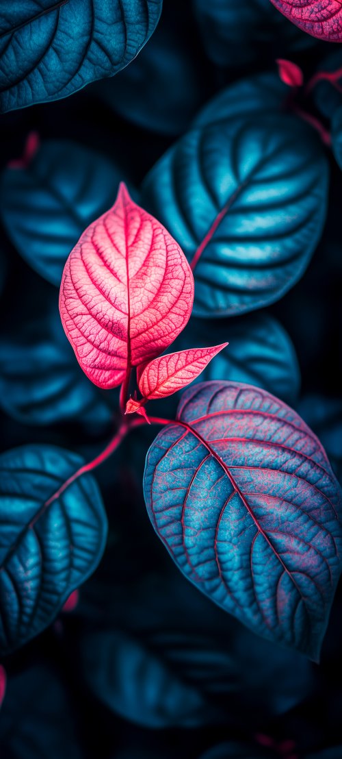 Crimson and Teal Leaves - Related 4K Wallpapers wallpaper