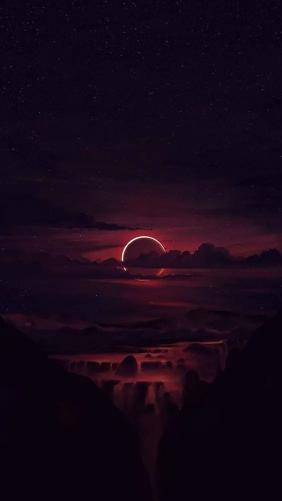 Crimson Eclipse Nightscape - Related Anime Wallpapers wallpaper