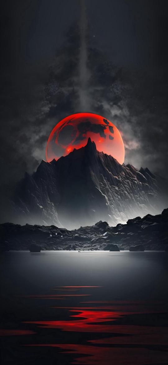 Crimson Moon Over Mountains - Related Ghetto Wallpapers wallpaper