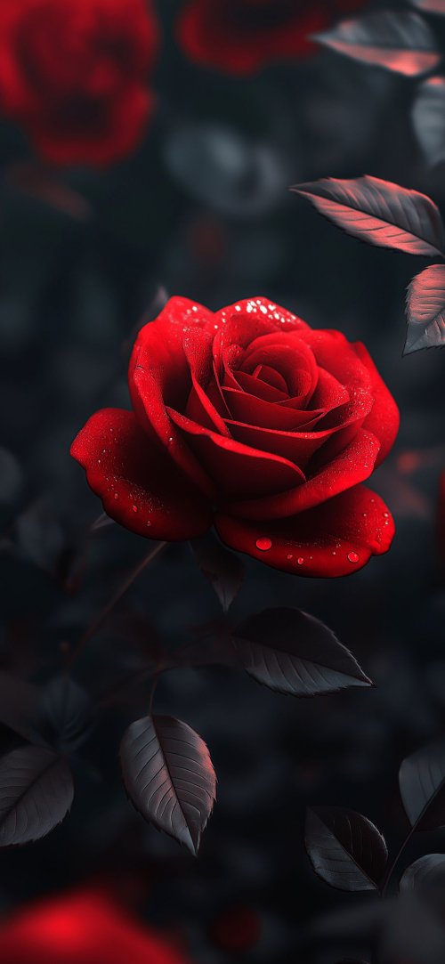 Crimson Rose Dewdrops