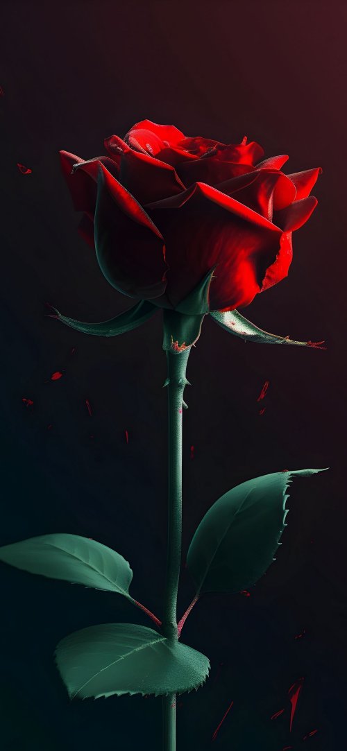 Crimson Rose in Darkness