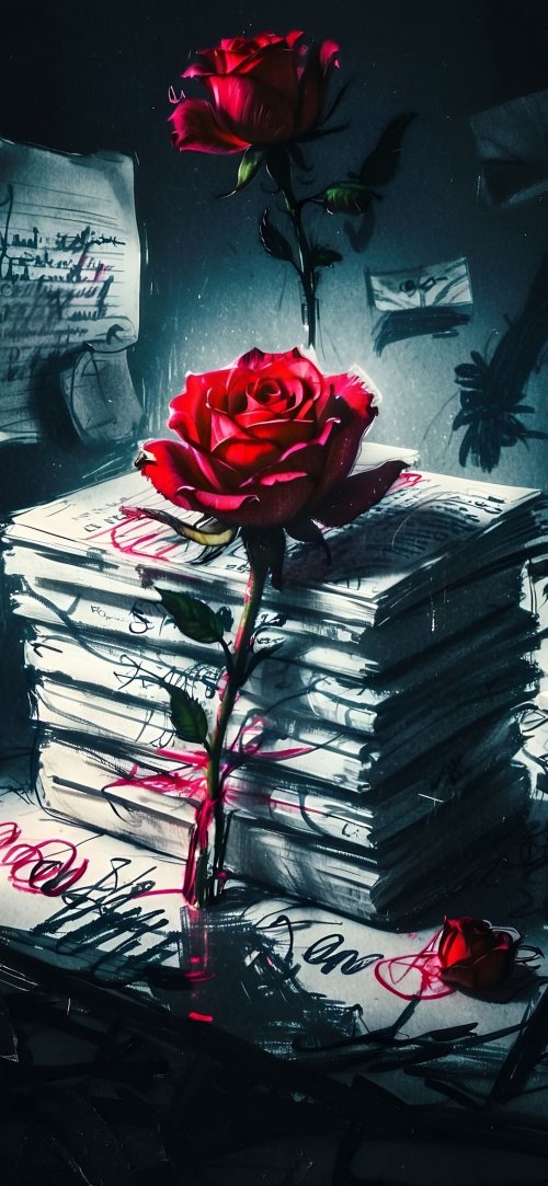 Crimson Rose on Paperwork - Related Ghetto Wallpapers wallpaper