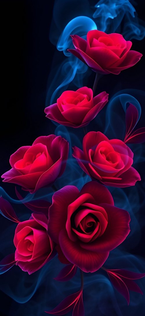 Crimson Roses with Blue Smoke - Related Dope Wallpapers wallpaper