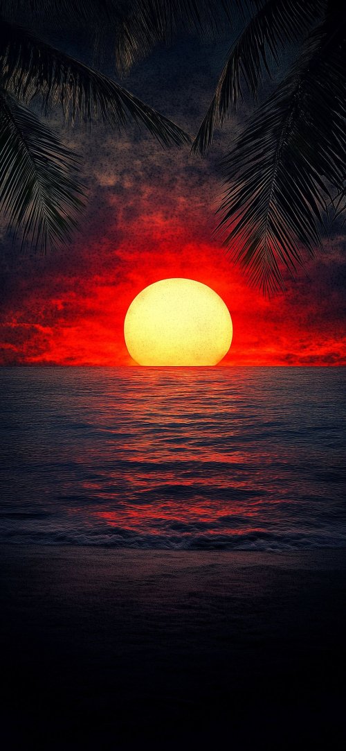 Crimson Sunset Paradise - beach Wallpaper