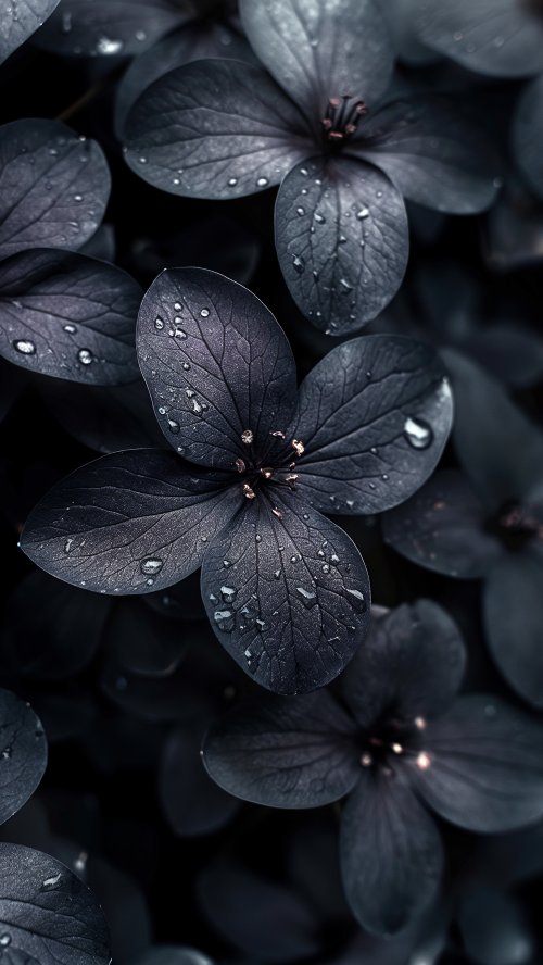 Dark Floral Dew Drops