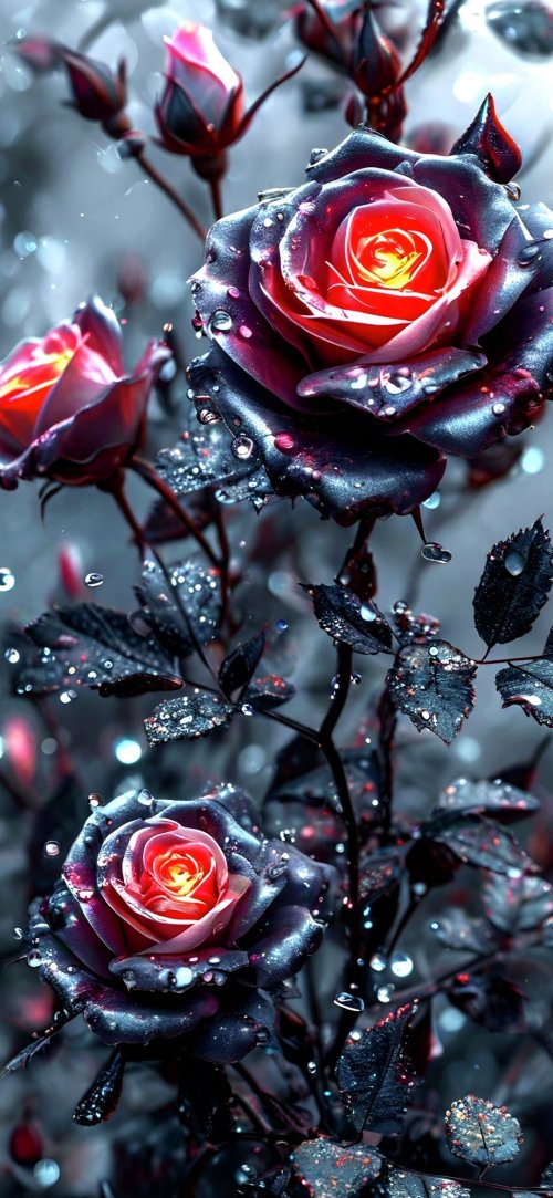 Dark Roses with Dew - Related Dope Wallpapers wallpaper