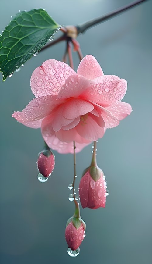 Dewy Pink Begonia Bloom