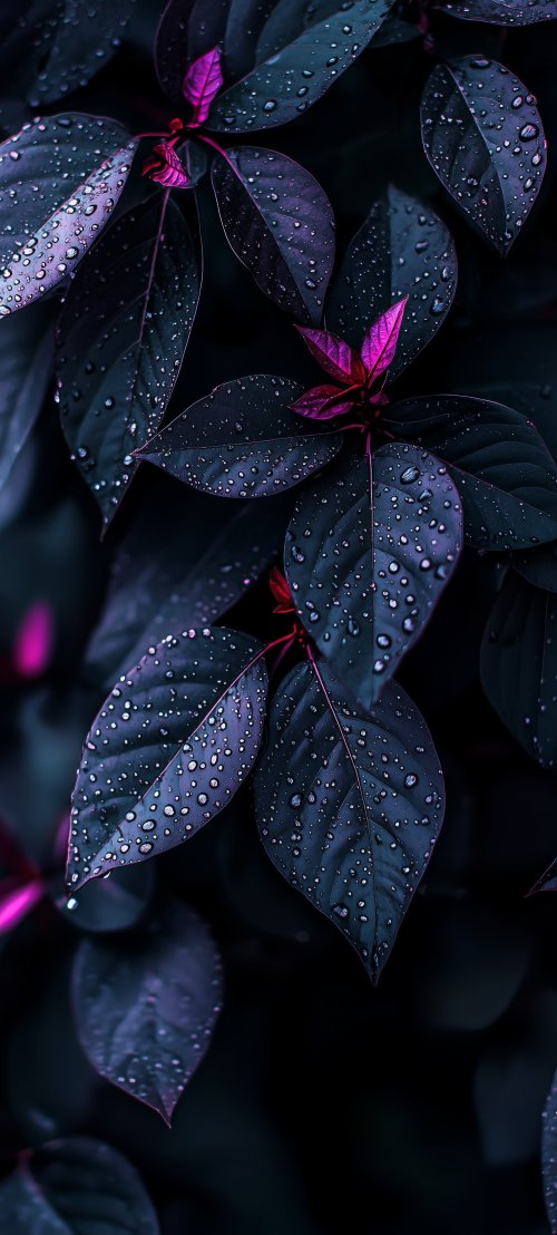 Dewy Purple Leaves