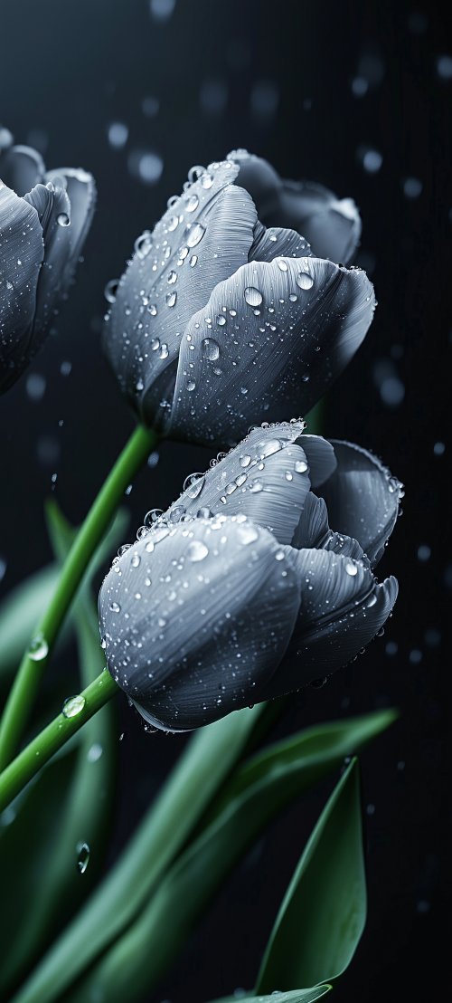 Dewy Tulip Flower Wallpaper