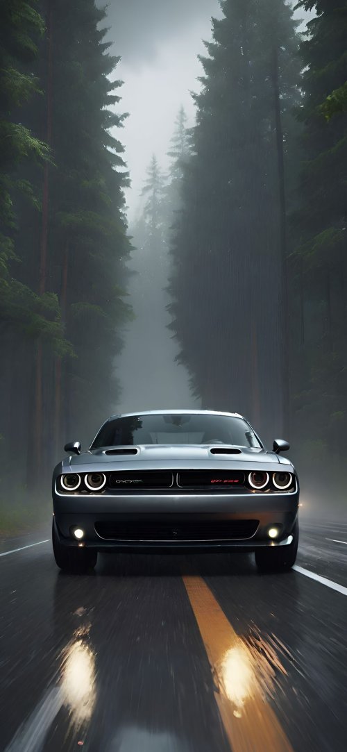 Dodge_Challenger_Forest_Road - Related 4K Wallpapers wallpaper