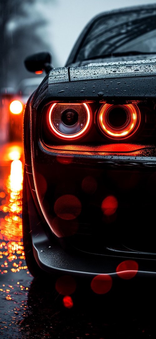 Dodge_Challenger_Red_Headlights_Rain - Related StockWalls wallpaper