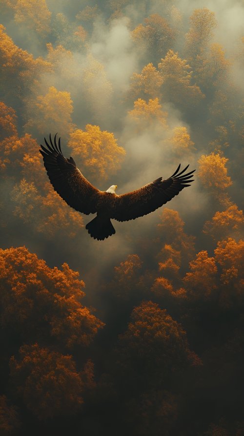 Eagle Over Autumn Forest - Related 4K Wallpapers wallpaper
