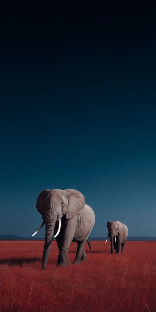 Elephants in Red Field