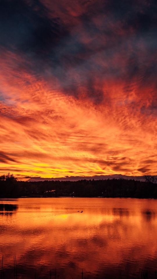 Fiery Lake Sunset - Related Dark Wallpapers wallpaper