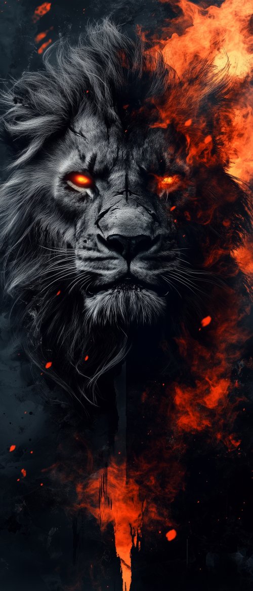 Fiery Lion Portrait - lion Wallpaper