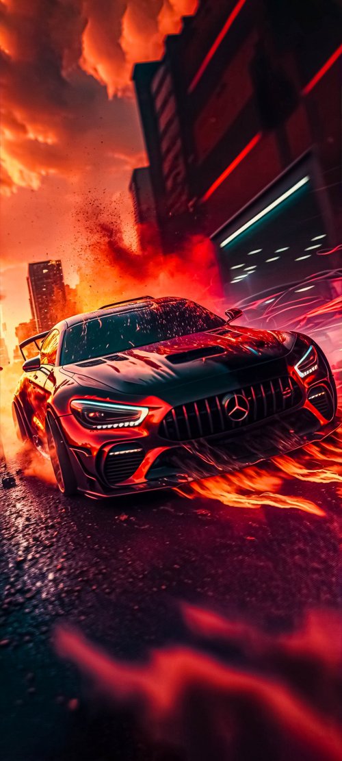 Fiery Mercedes AMG - mercedes-benz Wallpaper