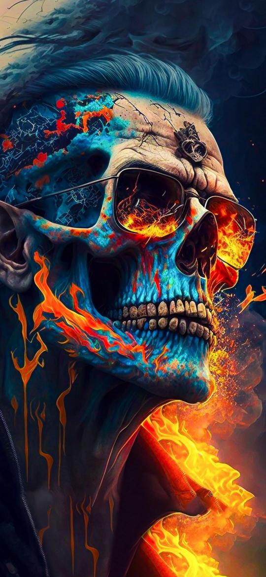 Fiery Skull with Shades - Related Anime Wallpapers wallpaper