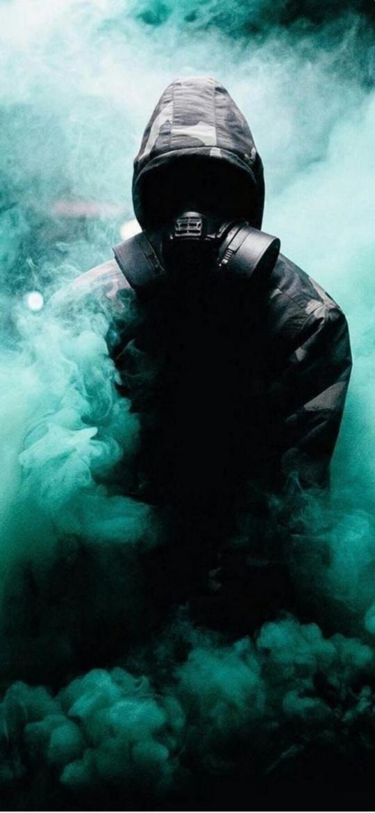 Gas Mask Teal Smoke - Related Dark Wallpapers wallpaper