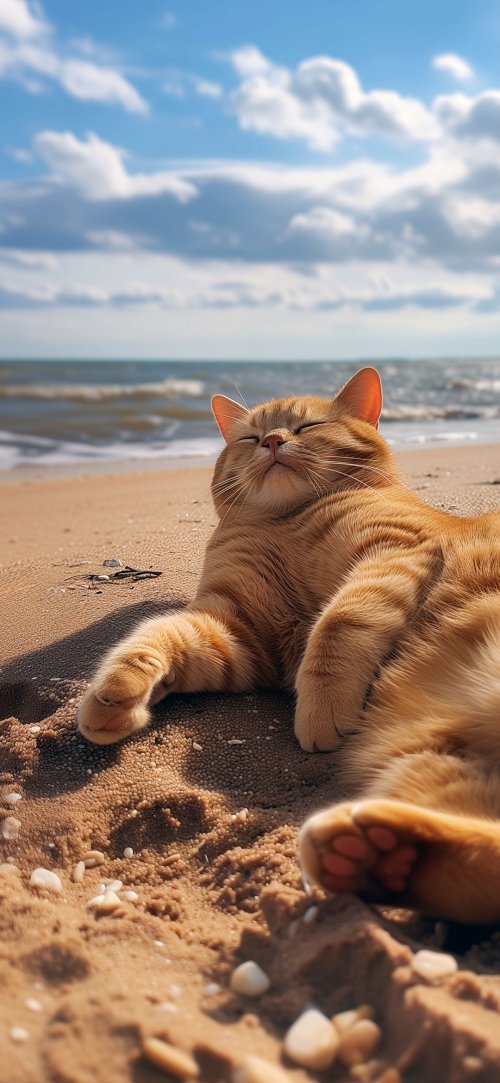 Ginger_Cat_Beach_Nap