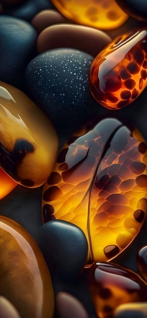 Glowing Amber Stone Cluster - abstract Wallpaper