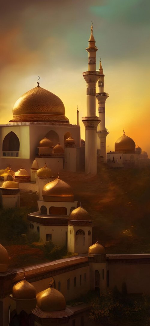 Golden Mosque at Sunset
