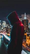 Hooded Figure Cityscape Night - Related 4K Wallpapers wallpaper