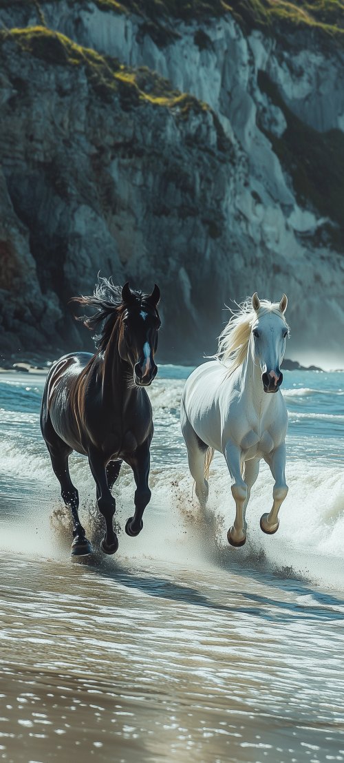 Horses Galloping on Beach - beach Wallpaper