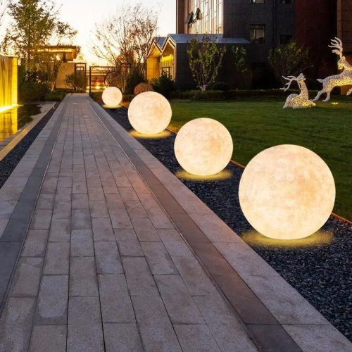 Illuminated Garden Sphere Pathway