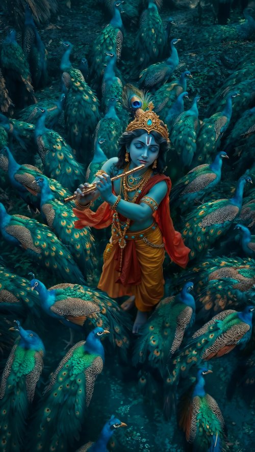 Krishna and Peacocks