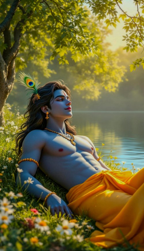 Krishna's Lakeside Serenity