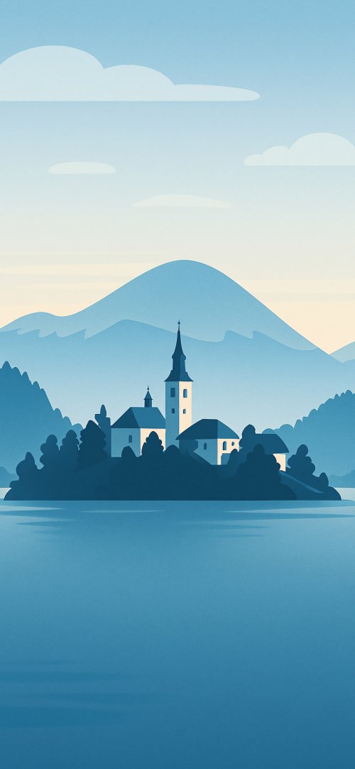 Lake Bled Minimalist Illustration
