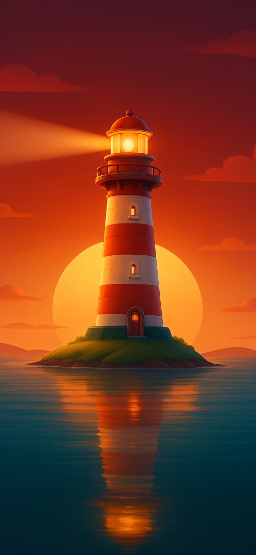 Lighthouse at Sunset Glow