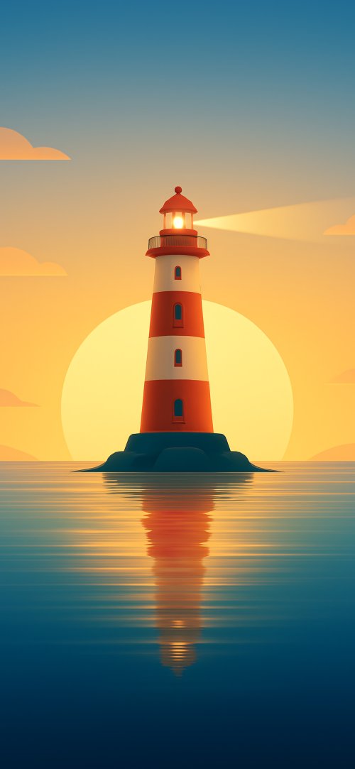 Lighthouse at Sunset Serenity