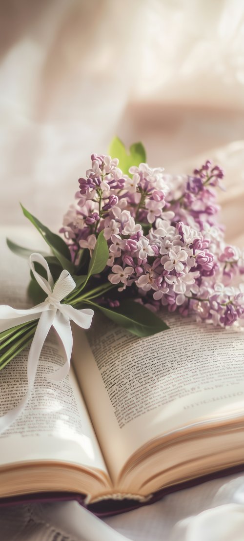 Lilacs on Open Book - Related 4K Wallpapers wallpaper